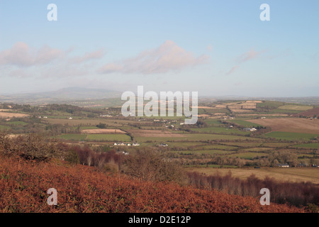 Vue depuis le sommet de la John F. Kennedy Arboretum, Co Wexford, Irlande. Banque D'Images