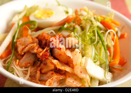 Bibim guksu coréennes : salade de nouilles froides Banque D'Images