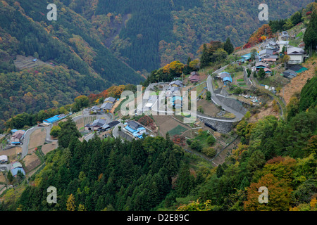 Shimogurinosato un village de colline dans la matinée Nagano Japon Banque D'Images