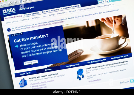 RBS, Royal Bank of Scotland logo et site web. Banque D'Images