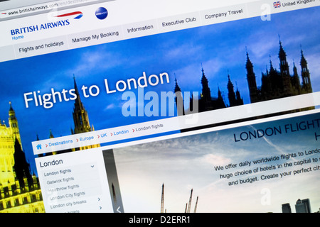 Logo British Airways et site web close up Banque D'Images