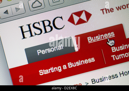 Le logo et le site web de la HSBC close up Banque D'Images