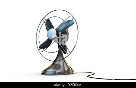 Ventilateur ancien isolé sur fond blanc Banque D'Images