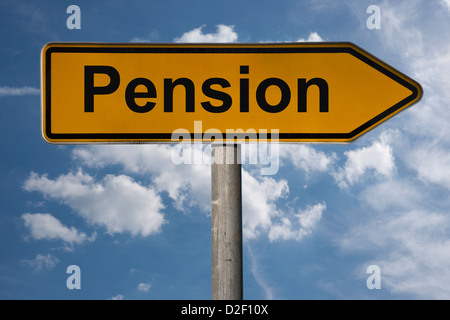 Detailansicht von Wegweisers mit der Aufschrift Pensions | photo détail d'un panneau avec le titre de pension Banque D'Images