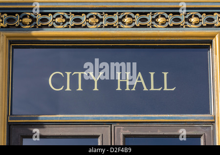 Signe de l'Hôtel de ville de San Francisco, en Californie. Banque D'Images