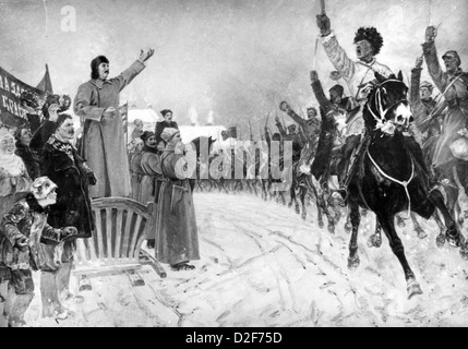 JOSEPH STALINE (1878-1953) se félicite de la première armée de cavalerie après leur défaite à Anton Denikin;s de l'Armée Blanche en 1920 Banque D'Images