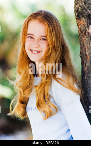 Closeup portrait of teenage girl, Miami Banque D'Images