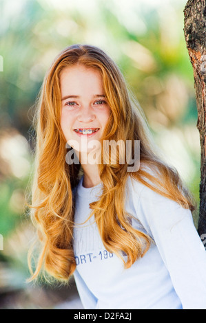 Closeup portrait of teenage girl, Miami Banque D'Images