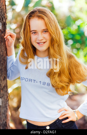 Closeup portrait of teenage girl, Miami Banque D'Images