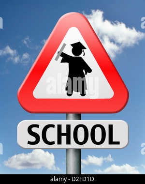 Retour à l'école bonne éducation mène à la connaissance et à l'obtention du diplôme Banque D'Images