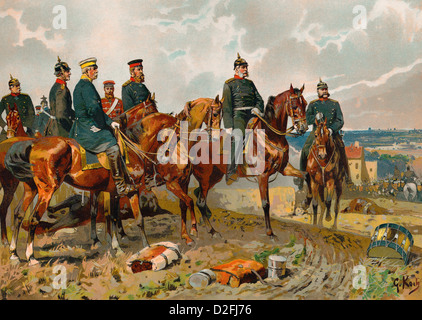 Wilhelm I ou William I, 1797-1888, roi de Prusse, l'empereur allemand, avec Bismarck, Moltke et Roon, guerre franco-prussienne, 1870/71 Banque D'Images