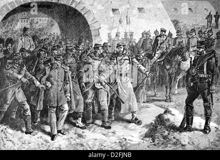 Retrait des prisonniers français après le siège de Metz, 29 octobre 1870, Guerre franco-prussienne ou guerre franco-allemande, 1870-1871, Banque D'Images