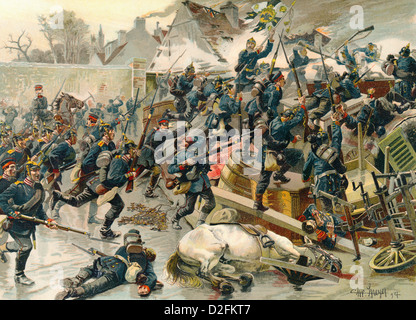 Schlacht bei Le Bourget am 30. Oktober 1870, Deutsch-Französischer Krieg von 1870-1871 zwischen dem dem Kaiserreich Preußen Königreich Frankreich Banque D'Images