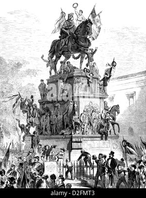 Célébration de la victoire à la statue équestre de Frédéric le Grand, Unter den Linden, Berlin, Allemagne, 3 septembre 1870 Banque D'Images