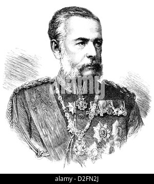 Dessin historique, portrait de Georg Friedrich Alfred Graf von Fabrice, 1818-1891, général de cavalerie et ministre de la guerre de Saxe Banque D'Images