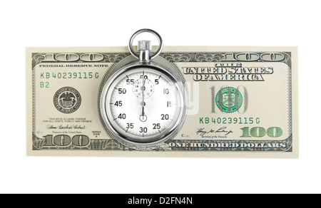 Chronomètre et une centaine de dollars américains Banque D'Images