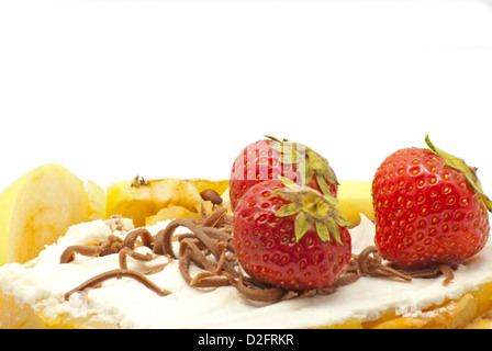 Gâteau aux pommes et fraises Banque D'Images