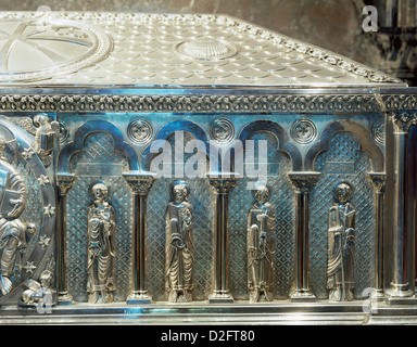 L'Espagne. La Galice. Santiago de Compostela. Cathédrale. Le coffret d'argent tenant la relique de Saint James. Évangélistes. Banque D'Images