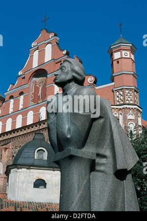 Bernard Adam Mickiewicz ((1798-1855) . Polish national, poète, essayiste et écrivain politique. Statue. Vilnius. La Lituanie. Banque D'Images