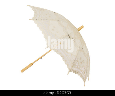 Parapluie dentelle isolé sur fond blanc Banque D'Images