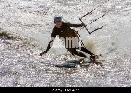 Le Kitesurf, Turnagain Arm péninsule de Kenai, Alaska, USA Banque D'Images