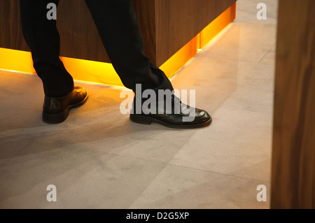 Poznan, Pologne, un représentant de l'entreprise à la foire de Poznan Banque D'Images