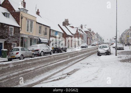 La ville de marché de Alresford couvertes de neige, Hampshire, Angleterre, Royaume-Uni, Banque D'Images