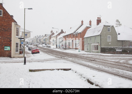 La ville de marché de Alresford couvertes de neige, Hampshire, Angleterre, Royaume-Uni, Banque D'Images