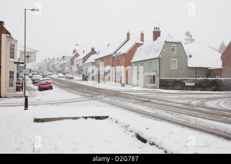 La ville de marché de Alresford couvertes de neige, Hampshire, Angleterre, Royaume-Uni, Banque D'Images