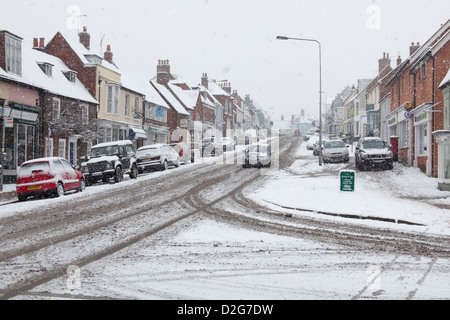 La ville de marché de Alresford couvertes de neige, Hampshire, Angleterre, Royaume-Uni, Banque D'Images