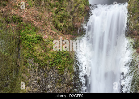 Chutes de Multnomah à Columbia River Gorge en hiver Section inférieure libre Banque D'Images