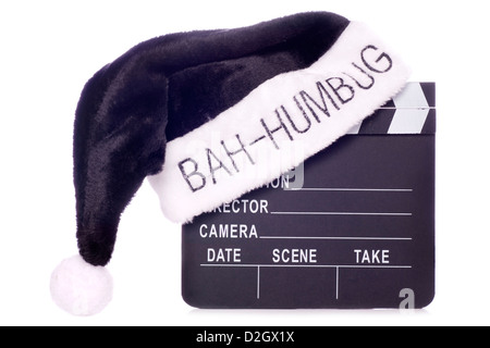 Bah blague santas hat sur movie clapper board dentelle Banque D'Images