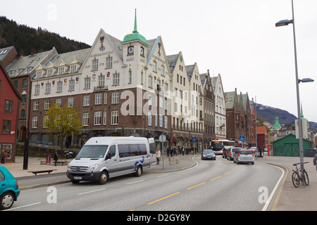 Détail de rue Bryggen à Bergen, Norvège Banque D'Images