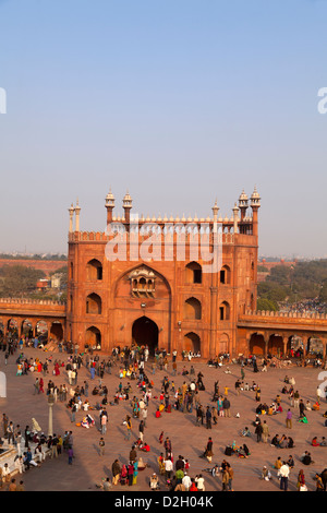Mosquée Jama Masjid en fin d'après-midi, lumière, Delhi, Inde Banque D'Images