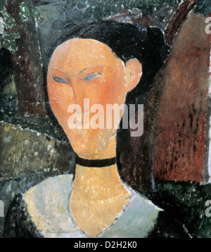 Amedeo Modigliani (1884-1920). Peintre et sculpteur italien. Femme avec un neckhand velours, 1915. Orangerie du musée. Paris. Banque D'Images