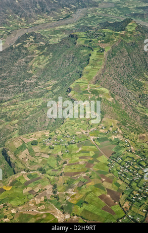 Vue aérienne du nord de l'Éthiopie, du paysage du pays Banque D'Images