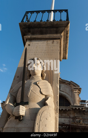 Elk192-3410v Croatie, Dubrovnik, la colonne d'Orlando 15e c Banque D'Images