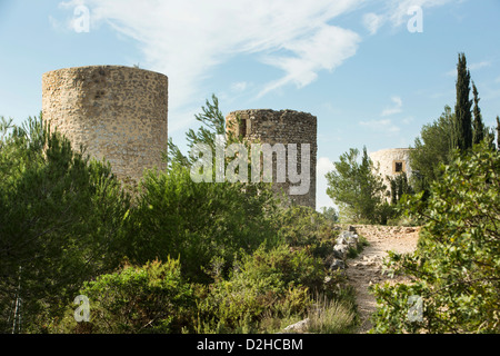 Molins de la Plana vieux moulins à vent Javea Xabia Alicante Espagne Banque D'Images