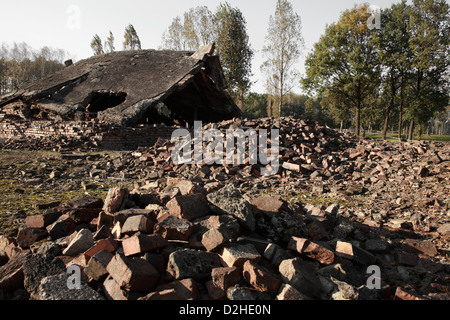Décombres de la destruction des chambres à gaz à Auschwitz, les camps de concentration Pologne Banque D'Images