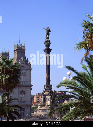 Monumento a Colón (monument de Colomb), La Rambla, Barcelone, Province de Barcelone, Catalogne, Espagne Banque D'Images