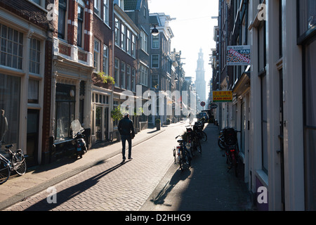 Le quartier Jordaan à Amsterdam est devenu un quartier branché et design, domaine où de nombreux également expatriats choisissent de vivre Banque D'Images