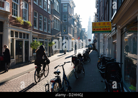 Le quartier Jordaan à Amsterdam est devenu un quartier branché et design, domaine où de nombreux également expatriats choisissent de vivre Banque D'Images