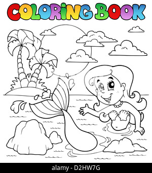 Livre de coloriage et de l'océan - Mermaid 2 photo illustration. Banque D'Images