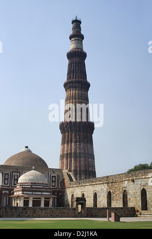 Le plus haut minaret Qutb Minar en Inde, Delhi, Inde Banque D'Images