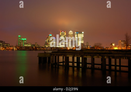 Docklands skyline de Greenwich à Londres, Angleterre Banque D'Images