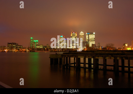 Docklands skyline de Greenwich à Londres, Angleterre Banque D'Images