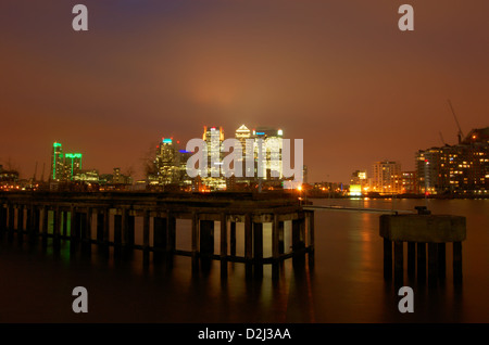 Docklands skyline de Greenwich à Londres, Angleterre Banque D'Images