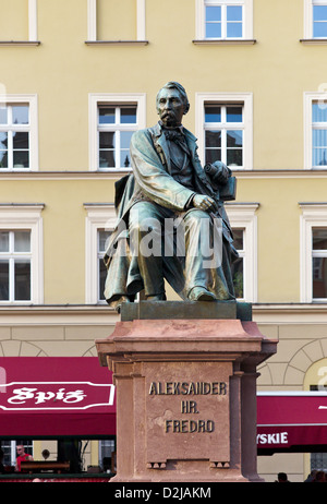 Wroclaw, Pologne, Aleksander Fredro monument pour le marché Banque D'Images