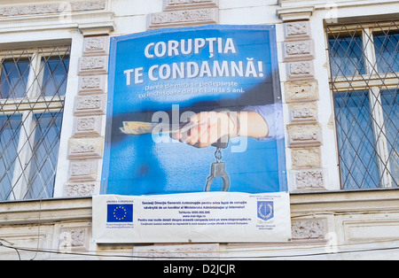 Oradea, Roumanie, un programme anti-corruption poster Banque D'Images