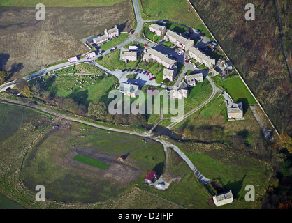Vue aérienne de l'emmerdale comme présenté dans le Yorkshire ITV série du même nom, prise en 1998. Banque D'Images